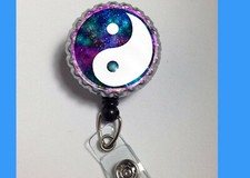 Yin Yang symbol work Retractable Reel ID Badge Holder nurse cna secretary Dr Pt