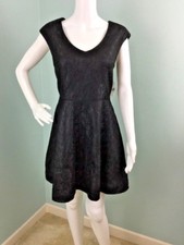 NWT Women's MADE for Impulse Black Cap Sleeve A-Line Brocade Dress Size L Large