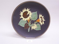 RUSCHA KERAMIK WANDTELLER "SONNENBLUMEN" HANDARBEIT: SIGNIERT: 22 cm (14)