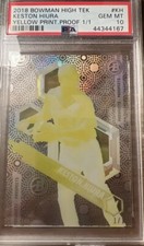 1/1 Keston Hiura Bowman Yellow Print Proof RC Rookie PSA 10 Baseball Brewers Gem