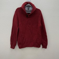 Jos A Bank Red Shawl Collar Wool Blend Knit Pullover Sweater Mens size Large