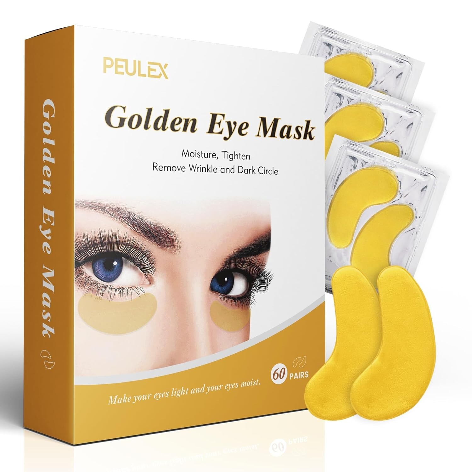 Revitalizing Golden Under Eye Patches - 20 Pairs Collagen Infused Eye Masks for Brightening & Hydration