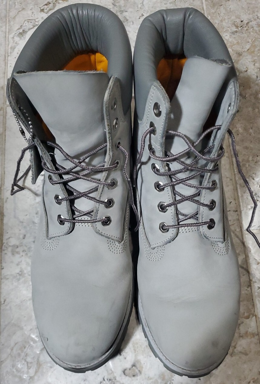 RARE MODEL VINTAGE TIMBERLAND GRAY LEATHER BOOTS MEN'… Gem