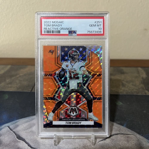 2022 Mosaic Tom Brady #251 National Pride Reactive Orange PSA 10 GEM MT