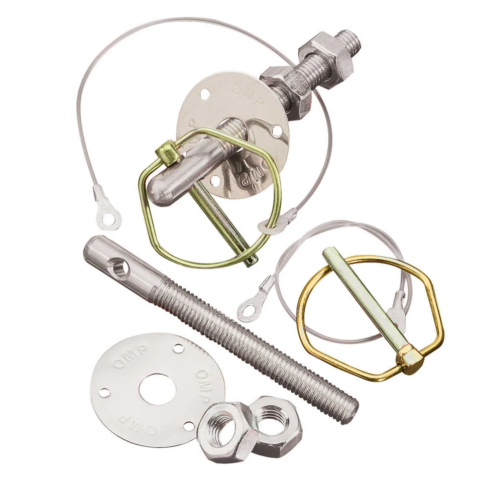 OMP Stainless Steel Bonnet Pin Kit Inc Washers, Pins, Nuts (Race / Rally)