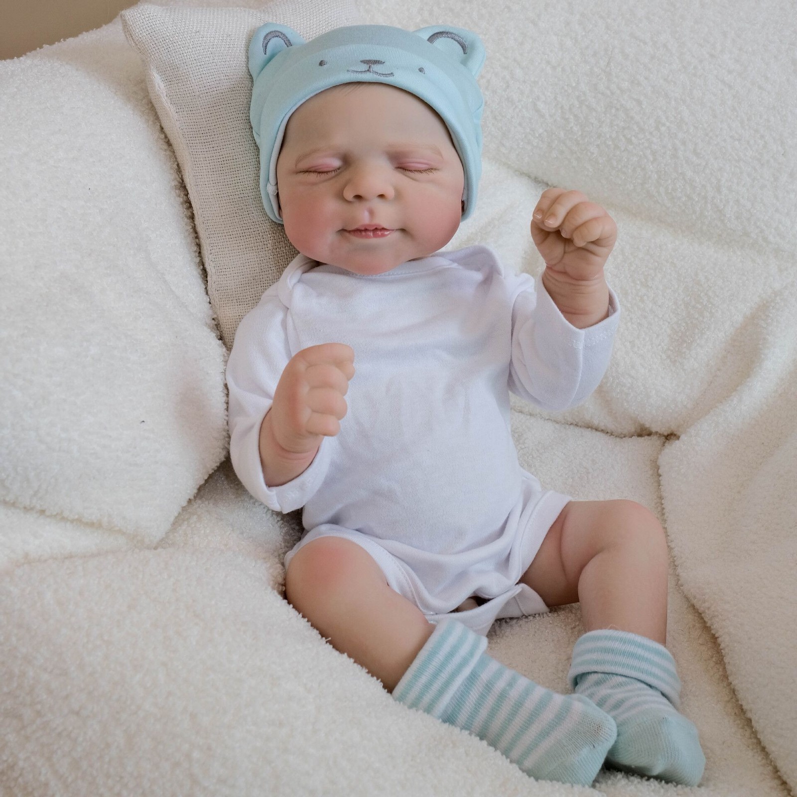 18In Reborn Baby Dolls Silicone Full Body Boy Vinyl Realistic Newborn Baby Doll