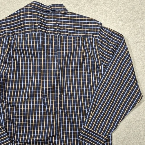 Stafford Signature Mens Shirt L Blue Yellow Plaid Button Down Wrinkle Iron Free image 12