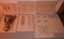 Architektur: 14 Original-Bauzeichnungen, antik, um 1900 - Graphik, Grafik*