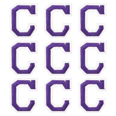 Embroidered Letter Patches 2'' Alphabet C Iron on Patch (Purple, Pack of 9)