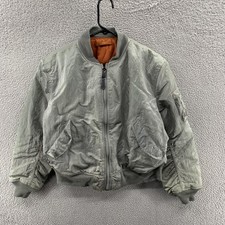 Vintage Alpha Industries Jacket Mens Large Green MA-1 Flight Bomber Made USA