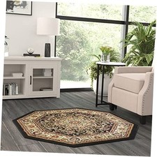 Traditional Octagon Area Rug Black 401 4 Feet X 4 Feet Octagon
