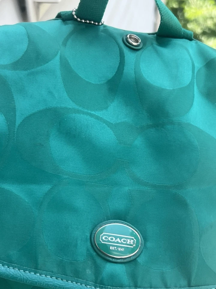 Coach Signature Nylon Packable Backpack Green - Image 2 of 4