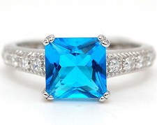 1CT Aquamarine  Topaz 925 Sterling Silver Ring Jewelry Sz 6