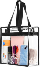 Clear Bag for Stadium Events Approved, 12X6X12 Large Transparent Tote Bag with Z