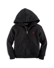 Polo Ralph Lauren Little Boys Cotton Fleece Hoodie in Black Size 7