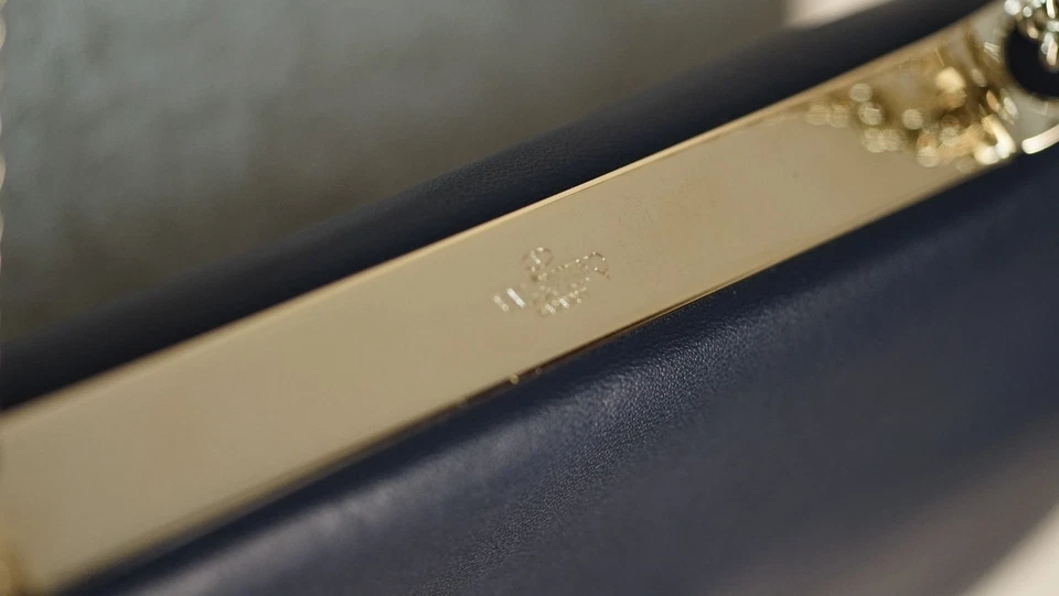 Valentino Garavani Rockstud Flap Shoulder Bag – Navy Blue – Gold-Tone Hardware - Image 3 of 4