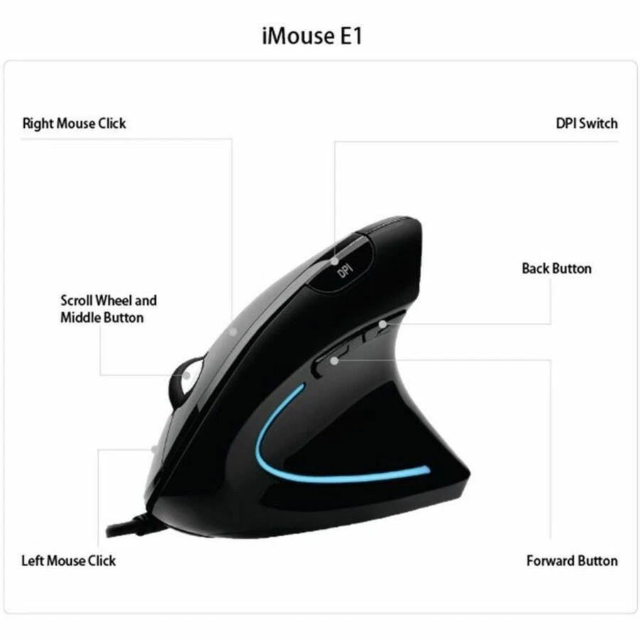 Adesso Imouse E1 - Vertical Ergonomic Illuminated Mouse - Optical - Cable - - Image 4 of 4