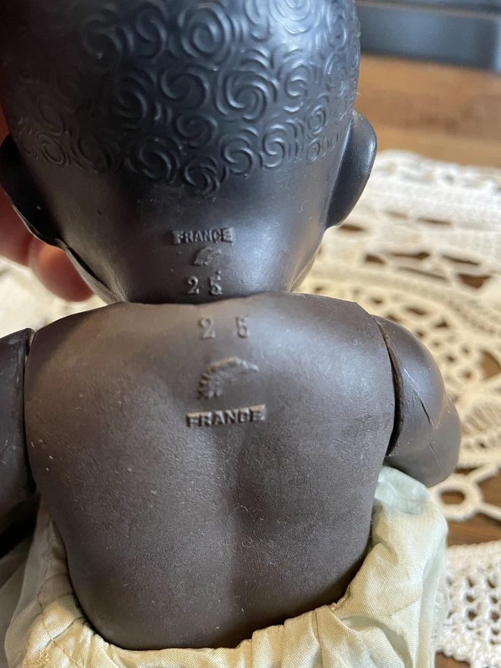 Baigneur poupon celluloïd noir Petitcolin France 25 cm années 50 - Photo 3/4