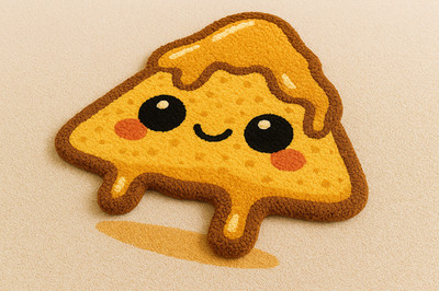 Cute Nacho Cheese Tufted Rug   Kawaii Chip Character, Soft Plush Decor for Kids