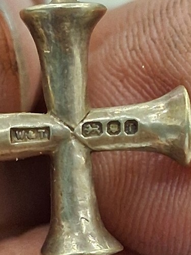 Croce In Argento Antica Risalente Al 1800 Inglese Centimetri 1.50 - Foto 9 di 9