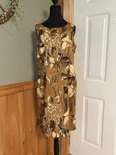 Talbots Cream and Brown Midi Dress with Timeless Elegance