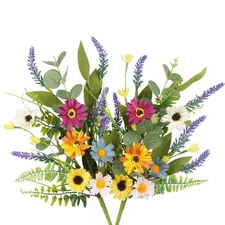 2 Pcs Wildflowers Artificial Flowers Daisy with Stems Fake Wildflowers Bouque...