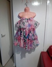 Asos Luxe Strapless Tiered Floral Mini Dress  Size 12 Party Occasion