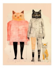 Quirky Cat Family Wall Art Poster for Home Decor Premium Quality