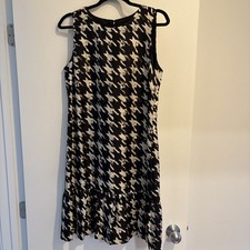 J. Crew Women’s Silk Houndstooth Dress 10 TALL Sleeveless Ruffle Drop Waist
