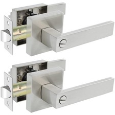 KAMOTA 2-Pack Satin Nickel Privacy Door Levers  Keyless Reversible Locksets Bed