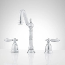 329337 Victorian Widespread Bathroom Faucet with Metal Lever