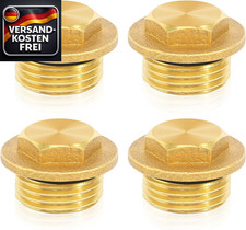 Messing Blindstopfen 4 Stück Wasserleitung 1/2 Zoll mit Gummiring Rohrverschluss
