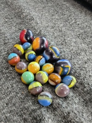 Nice Lot Of Vitro Agate Type 2 Tiger Eyes And Blackie Marbles 