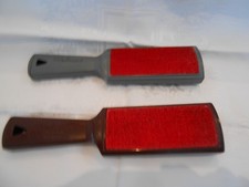 2 Vtg HELMAC Lint Brushes, Red Velvet Clothes, Pet Hair, USA