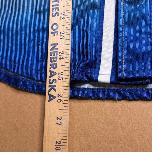 Fubu Jersey Youth Medium Blue 05 Button Y2K Baggy Hip Hop Stripe Distressed - Picture 11 of 12