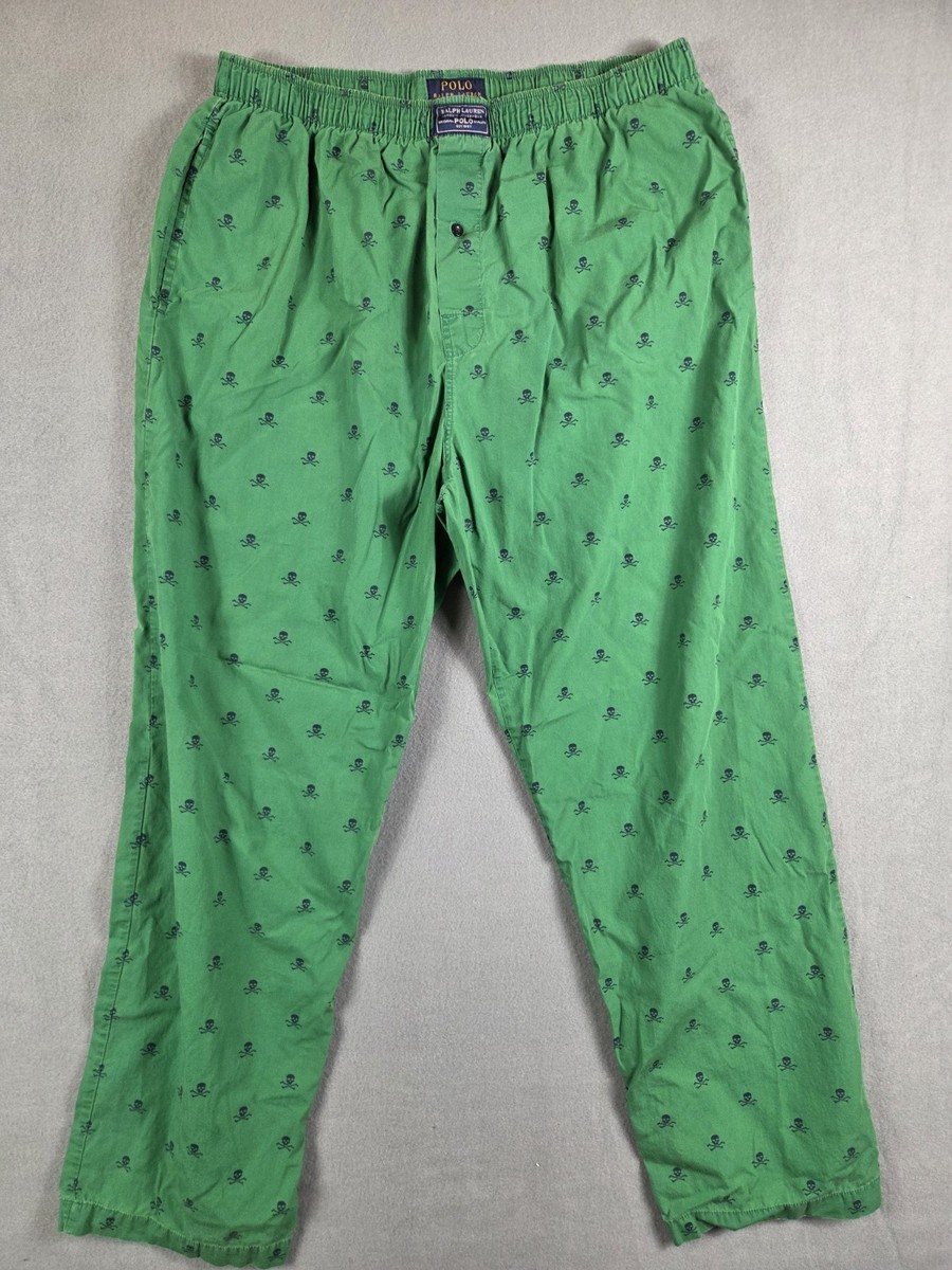 Polo Ralph Lauren Men's Pajama Lounge Pants Skulls Green Sleepwear