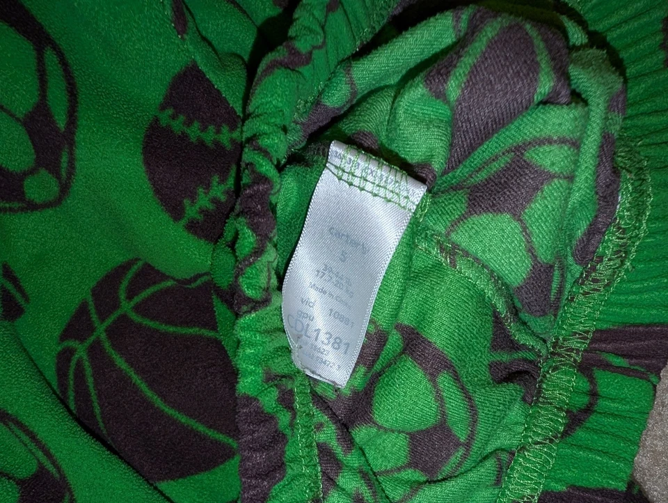 Boys Carter's Pajama Pants Size 5 Green Sports/Ball Theme - Image 3 of 4