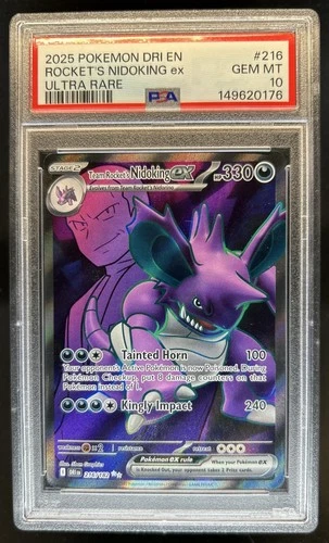 2025 Pokemon Destined Rivals Team Rocket's Nidoking ex #216/182 PSA 10 GEM MINT