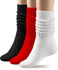 3 Pairs Scrunchy Socks for ,Slouch Socks Knee High Scrunch Socks Size 5-11