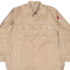 VINTAGE US ARMY OFFICER SHIRT PATCHED ARMORED DIV 1953 KOREAN WAR SIZE 17 X 33