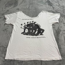 Vintage 80s Madness One Step Beyond Band T-Shirt White Single Stitch Chopped S