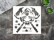 Stylized Figure with Helmet and Stars Wall Art Reusable Stencil - StencilAir