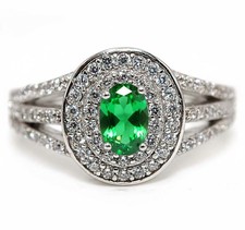 1CT Treated Emerald  Topaz 925 Solid Sterling Silver Ring Jewelry Sz 7