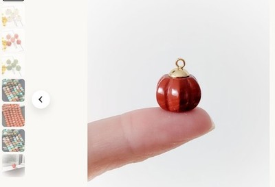 ed Round Bead Charm Pendant - Round Charm Style Pendant, Red Stone Color