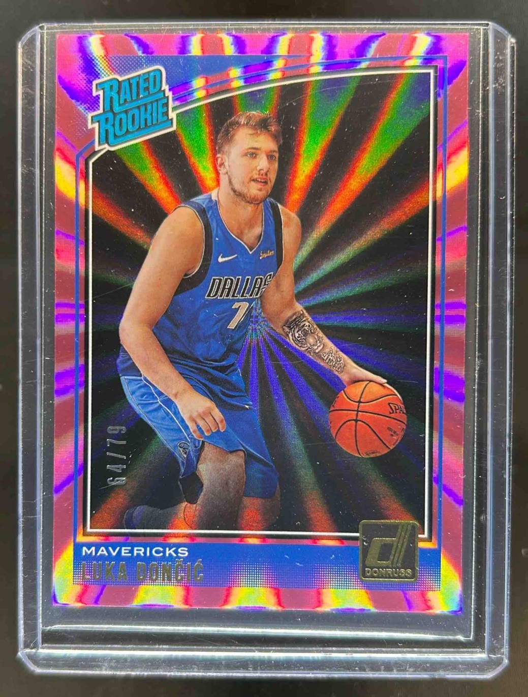 2018-19 Donruss Luka Doncic Holo Pink Laser Rookie RC #64/79 Mavericks