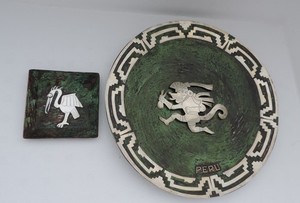 Graziella Laffi Peru Sterling Silver Copper Trinket Dish + Wall Art PLATE  10"