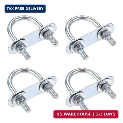 uxcell Round U-Bolts 4 Sets 1.06''(27mm) Inner Width 53mm Length Steel M6 with Nu
