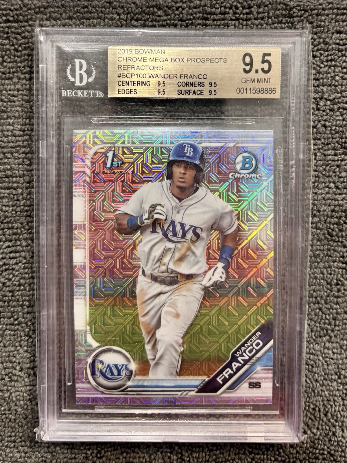 2019 Bowman Chrome Mega Box Refractor Wander Franco #BCP-100 BGS 9.5 True Gem