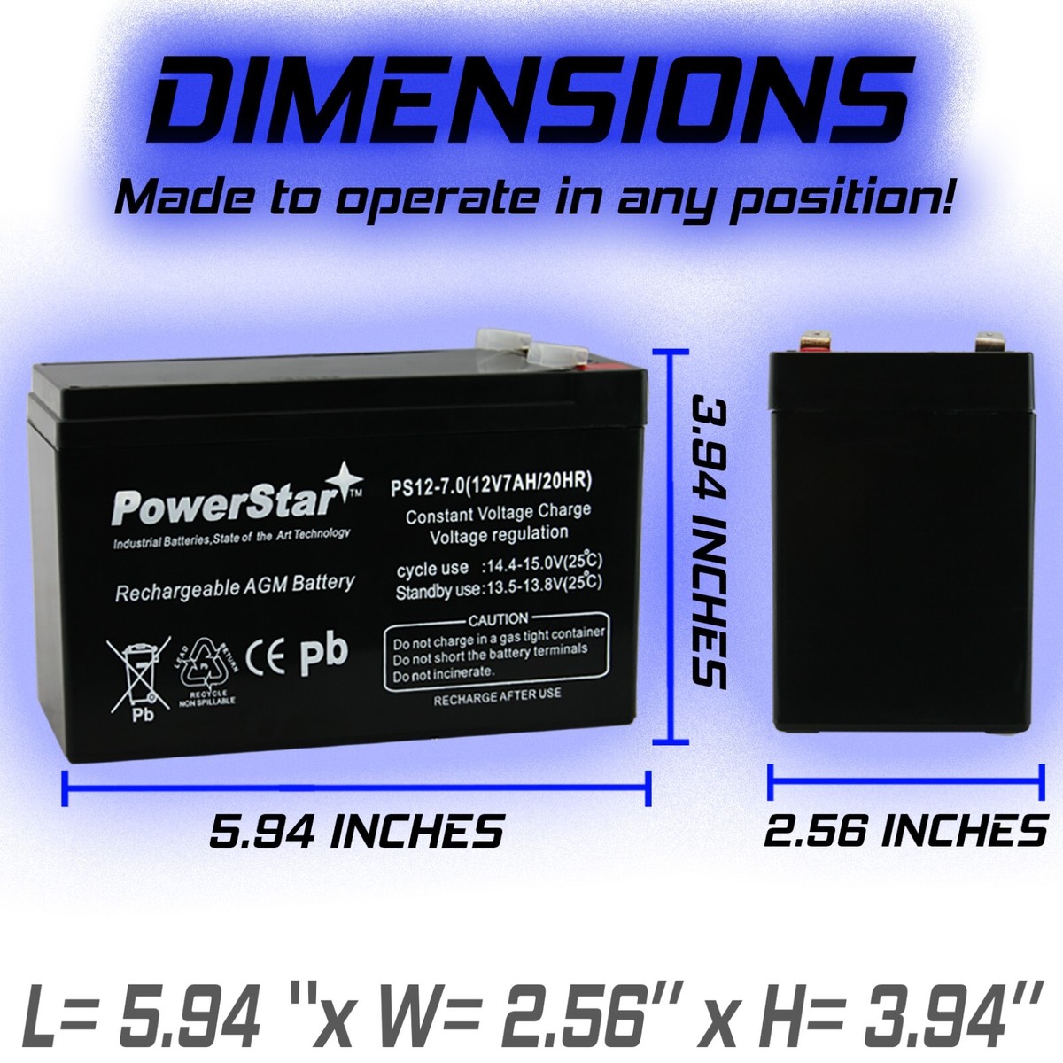 2 Pack - Replacement for Universal Battery UB1270 12V 7Ah UPG