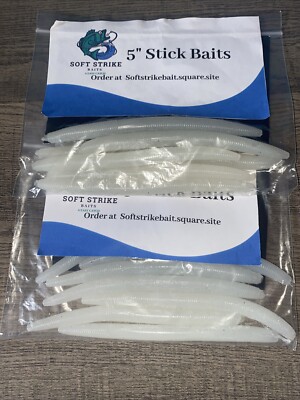 5 Inch Plain White Stick Baits 2 Packs Of 6